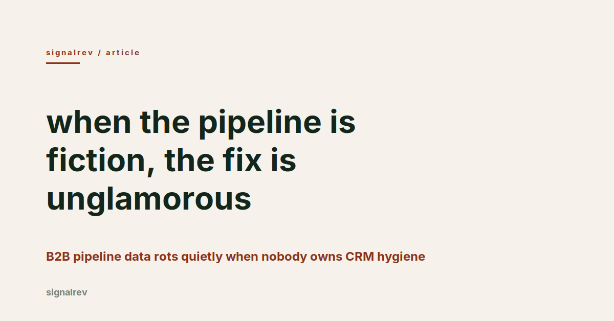 signalrev article cover: when the pipeline is fiction