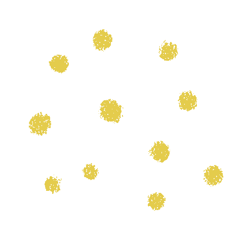 Cluster of scattered rough-textured yellow dots on white background.