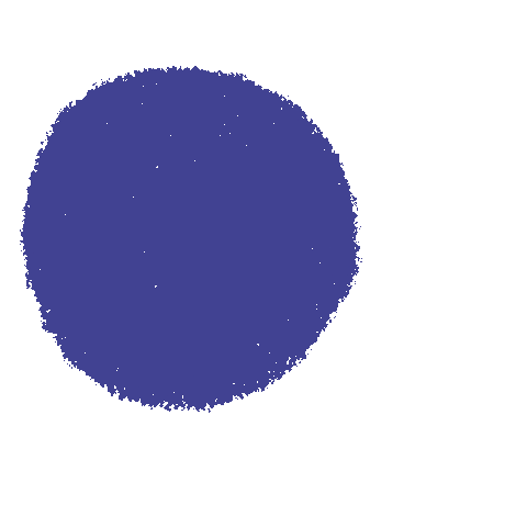 Solid dark blue irregular circular shape on a white background.