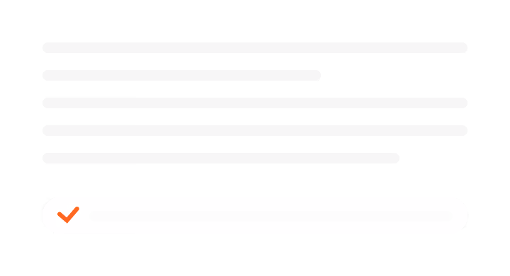 Loading bar with orange check mark on the left indicating completion progress.