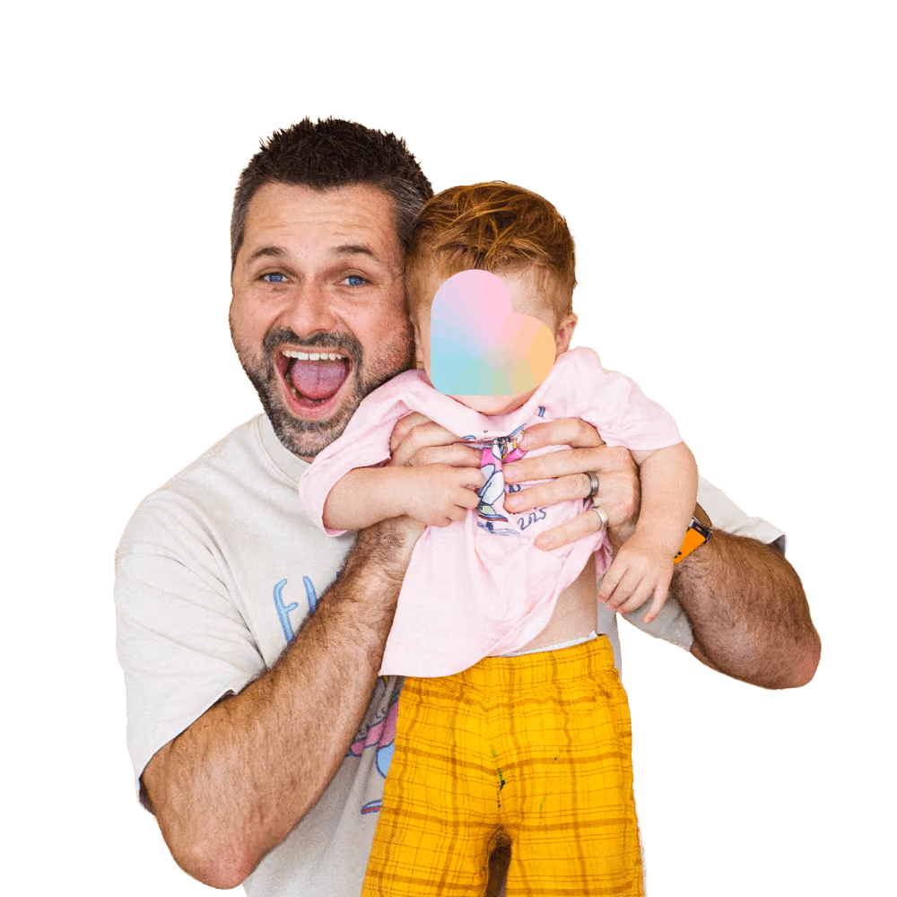 Image of James and his child
