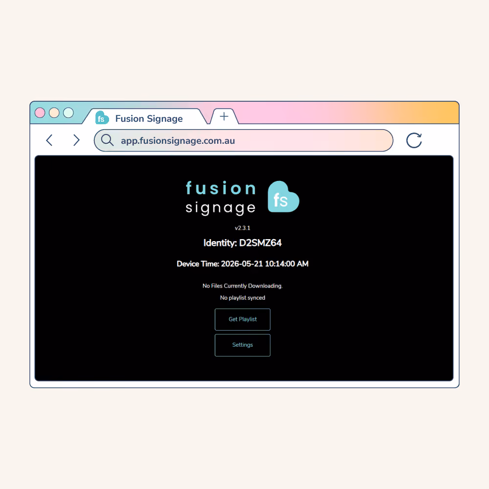 Trial Fusion Signage instantly from your browser (no digital signage screen needed)
