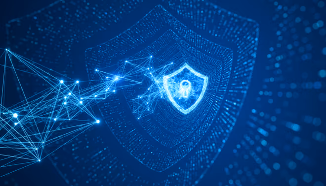 Digital blue shield with connected 