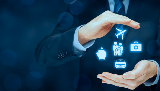 Businessperson hands protect 