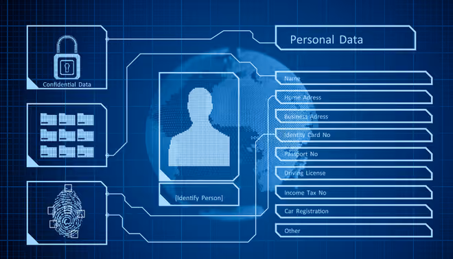 Digital interface showing personal data fields 