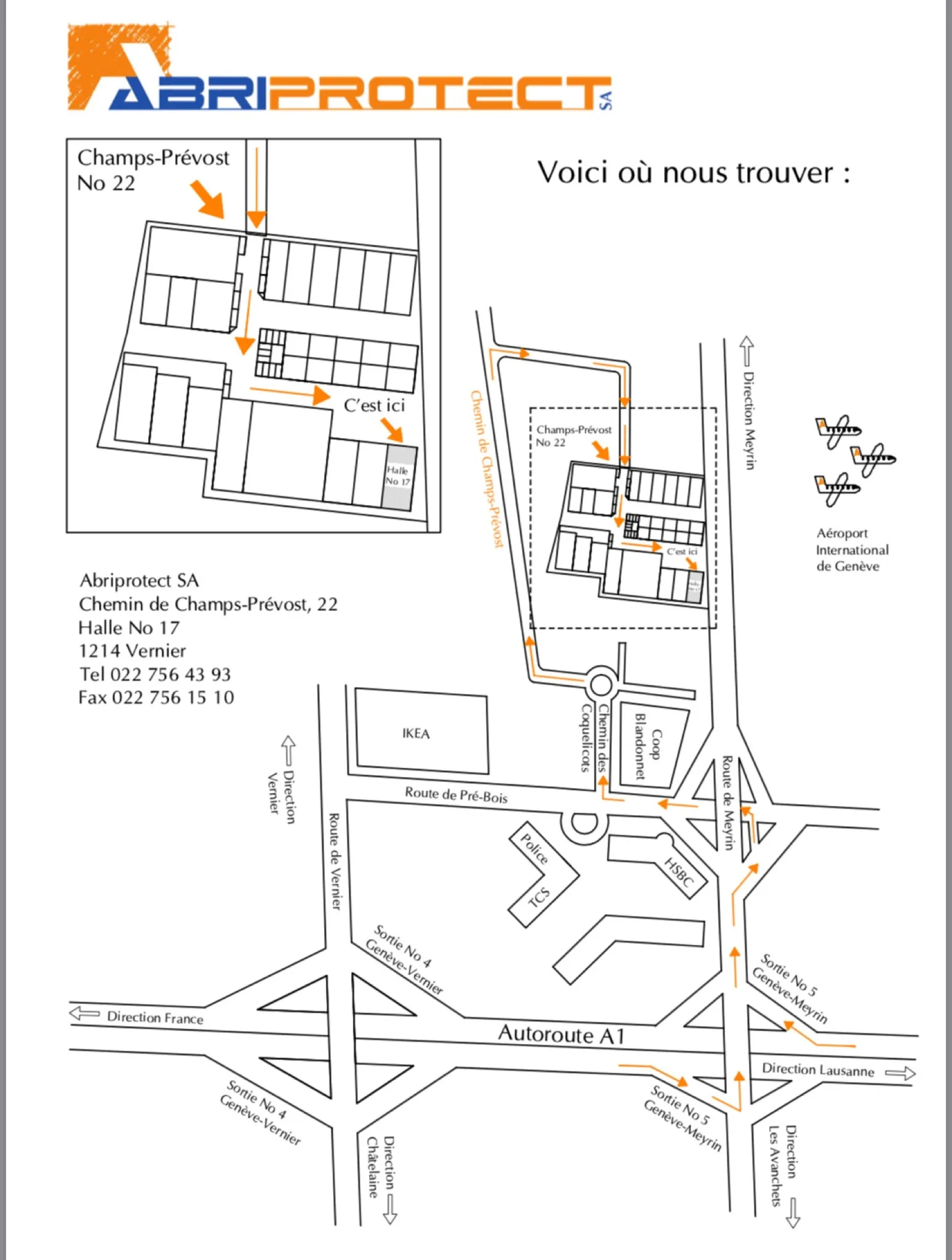 Plan d'accès Abriprotect