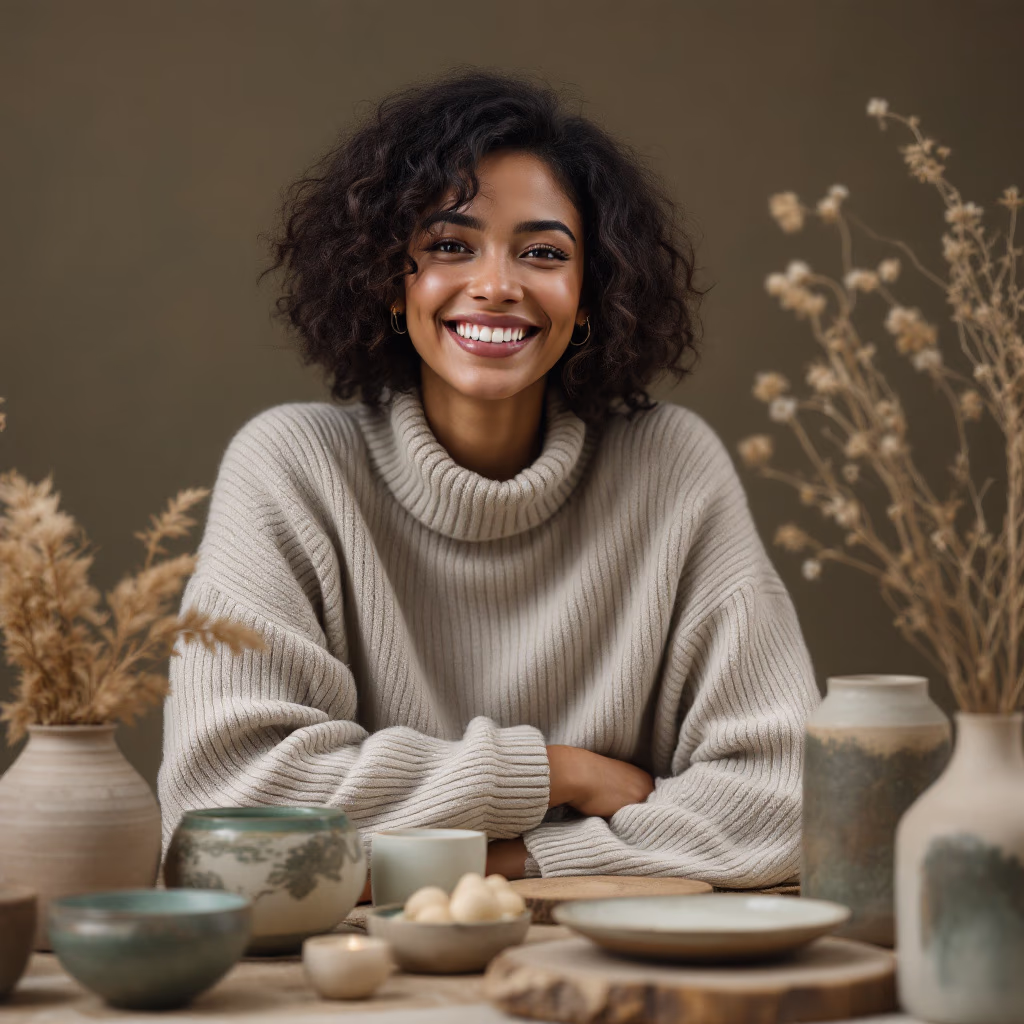 [headshot] image of satisfied customer (for a ceramic studio)