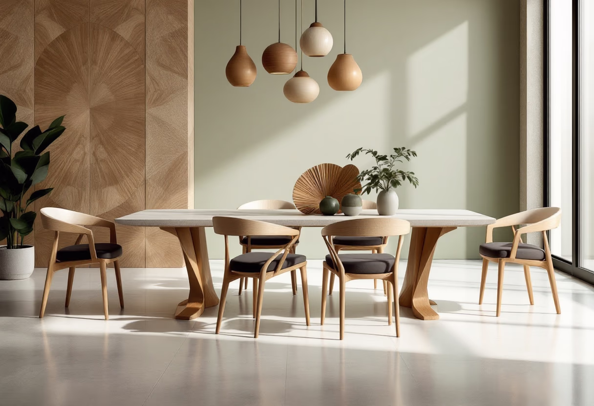 sleek wooden dining chairs ensemble
