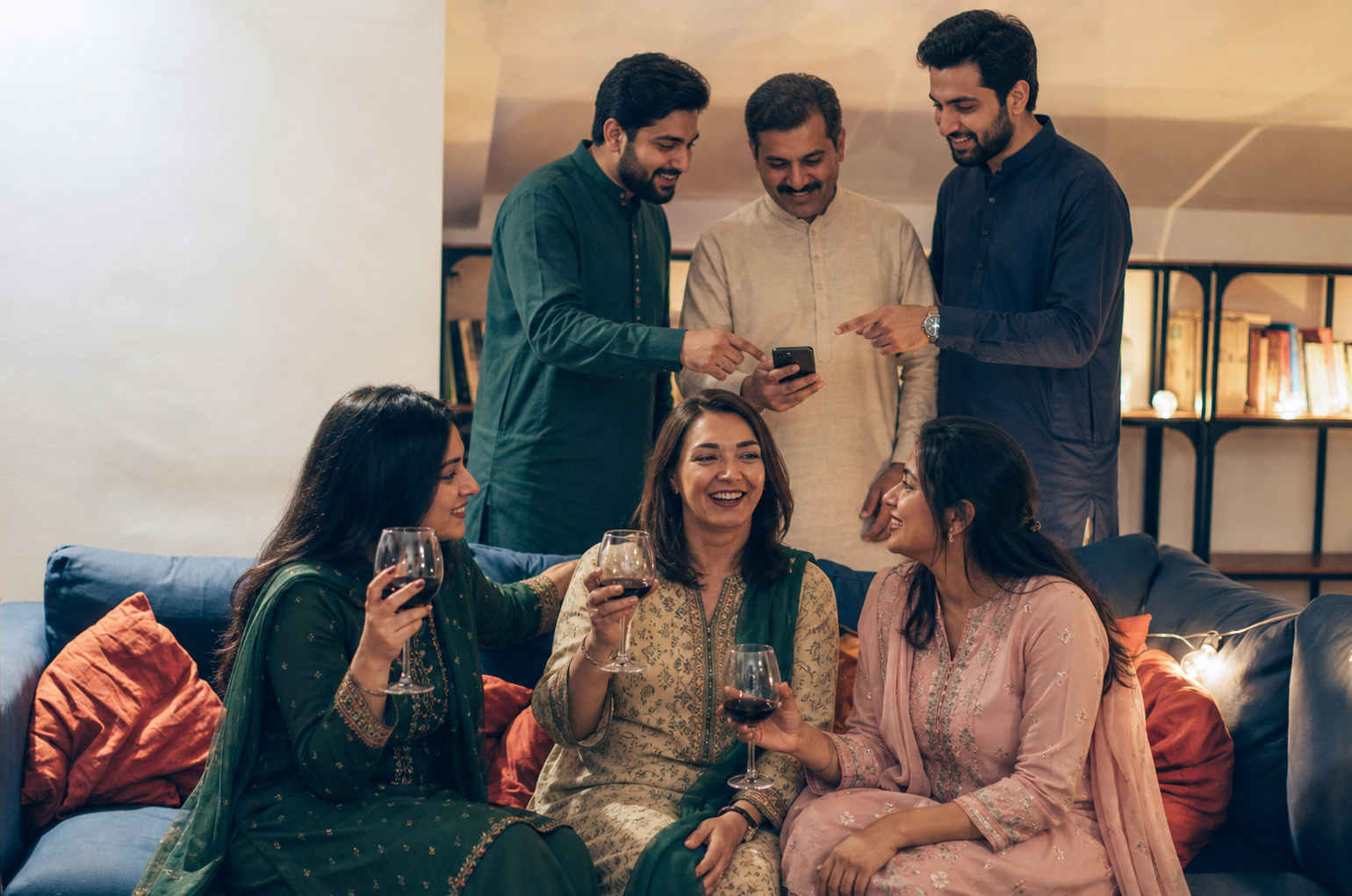 Family gathered comfortably in a living space