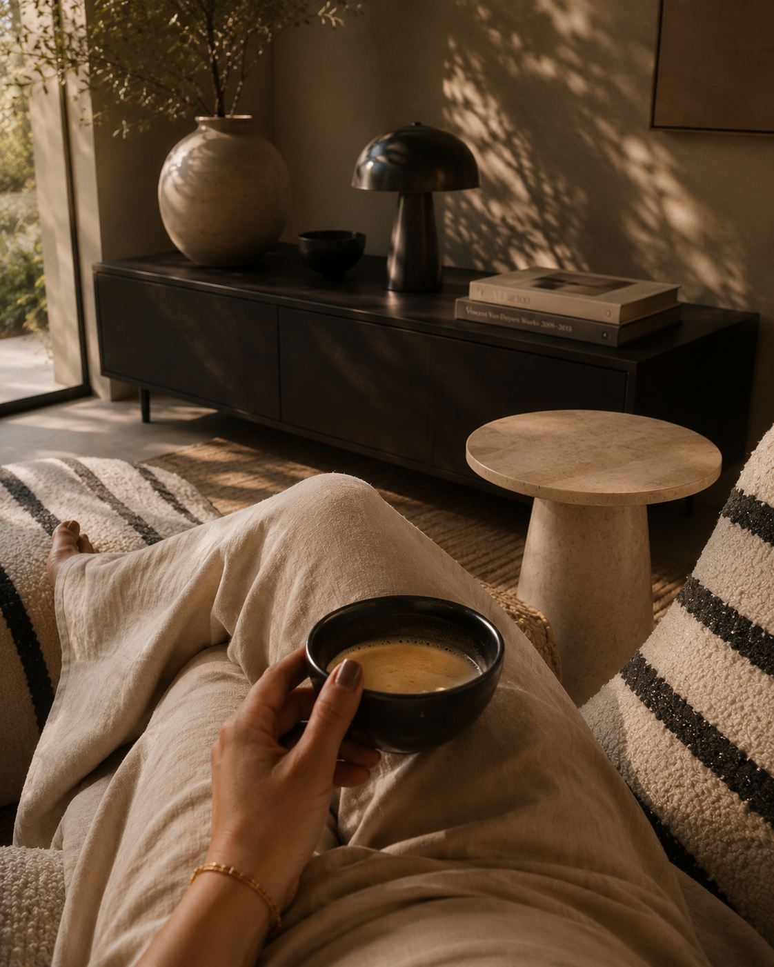Morning coffee enjoyed in silence
