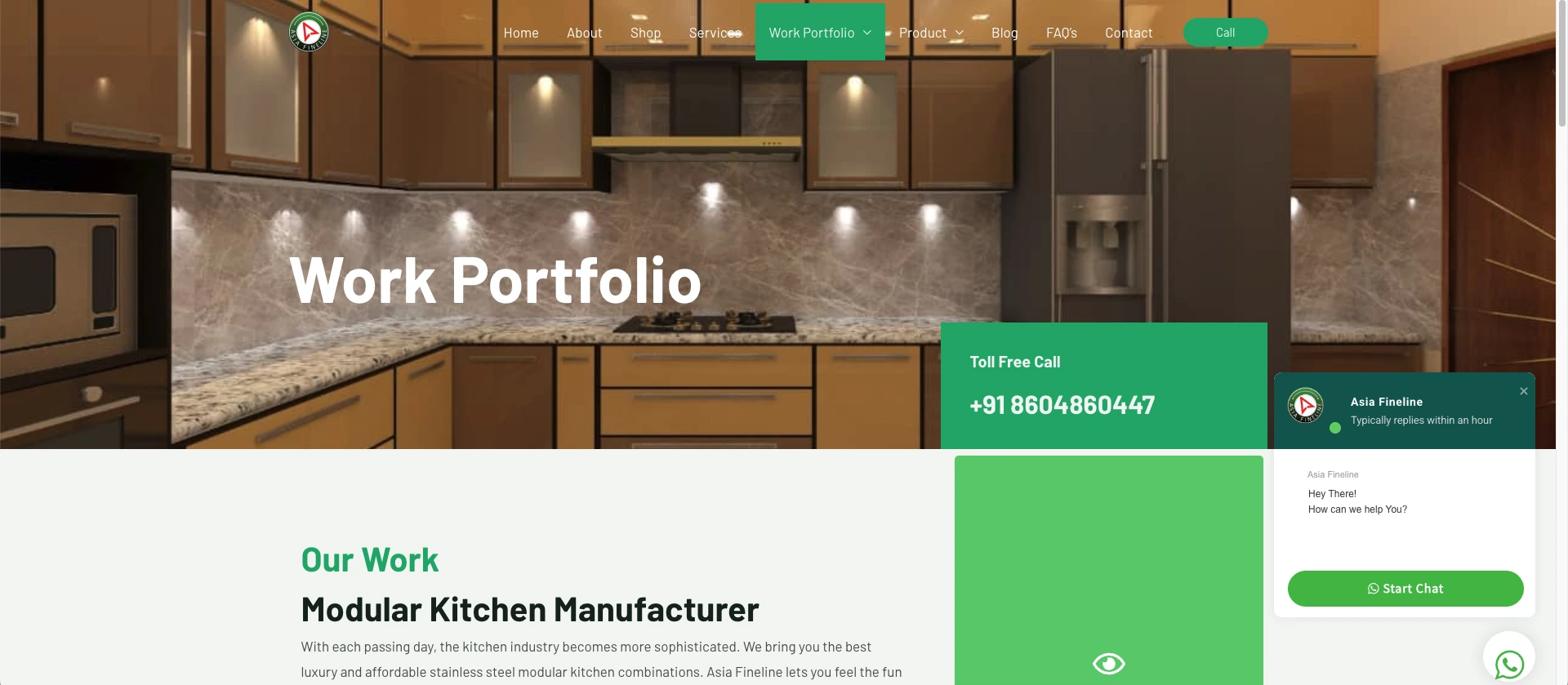 Asian Fineline stainless-steel kitchen website project