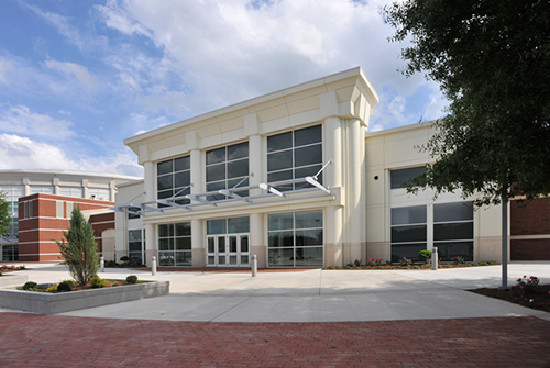 Columbus Ice Rink building exterior with large windows and a canopy entrance