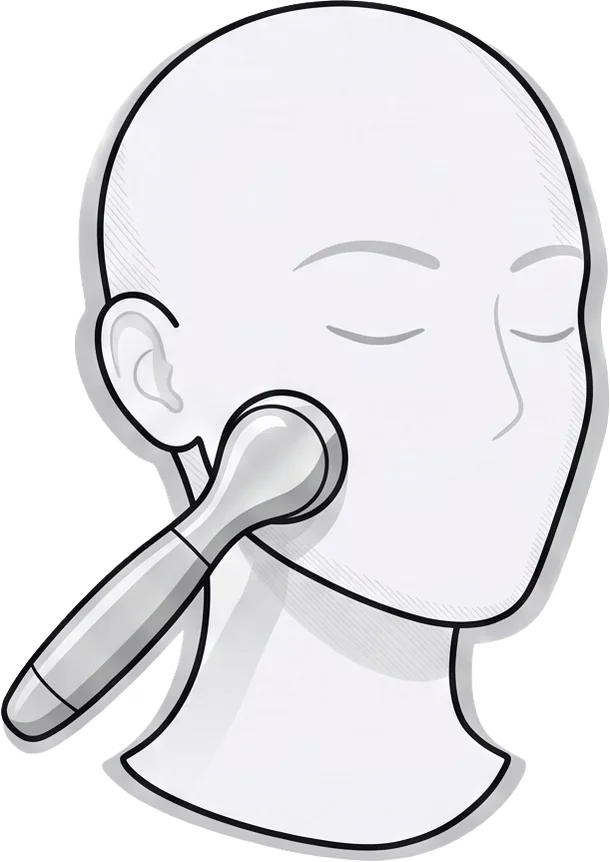 Illustration: Kühlung der Haut mit dem Kühl-Handstück nach dem RF-Microneedling