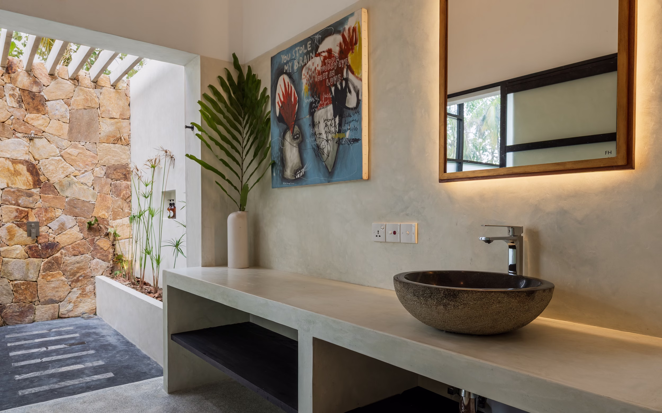 Boutique-Badezimmer im Resort Licuala Lanka in Sri Lanka