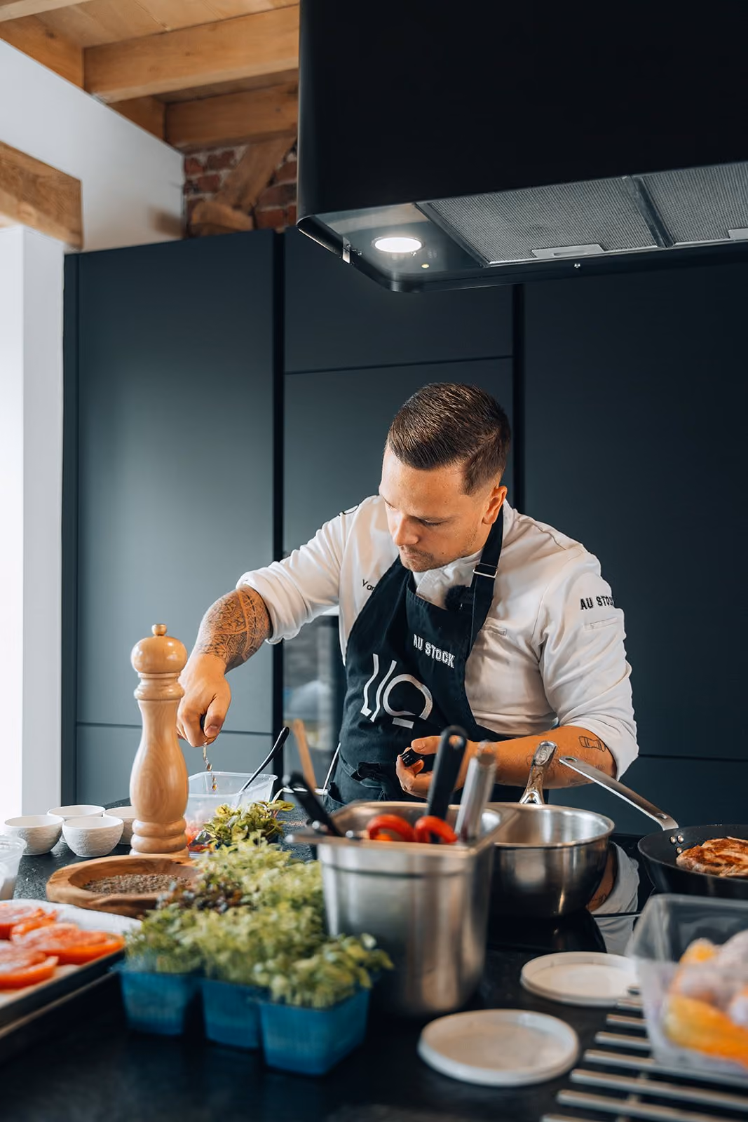 Repas préparé par Chef Lio lors d'une prestation de chef à domicile