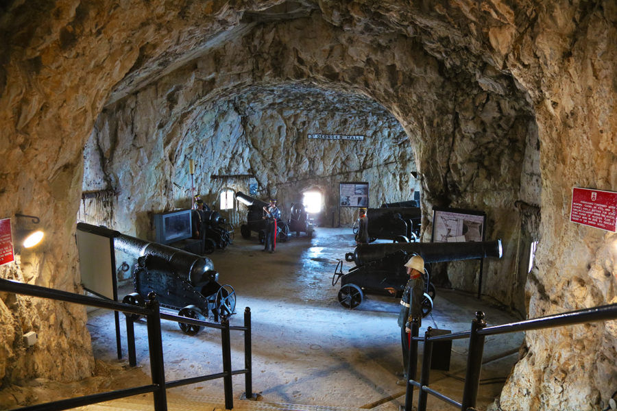 The Great Siege Tunnels carved into the Rock of Gibraltar