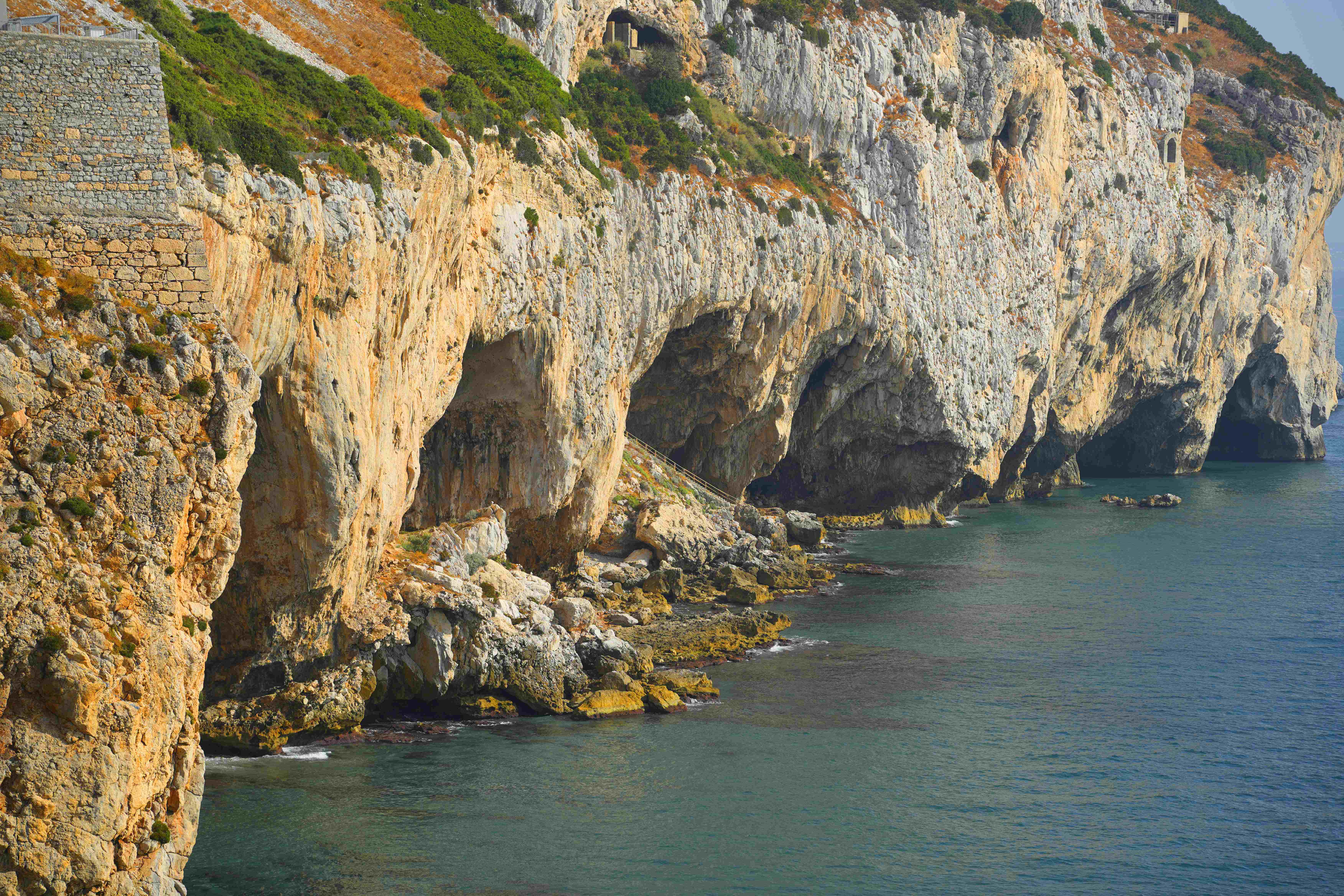 The entrance to Gorham's Cave, Gibraltar