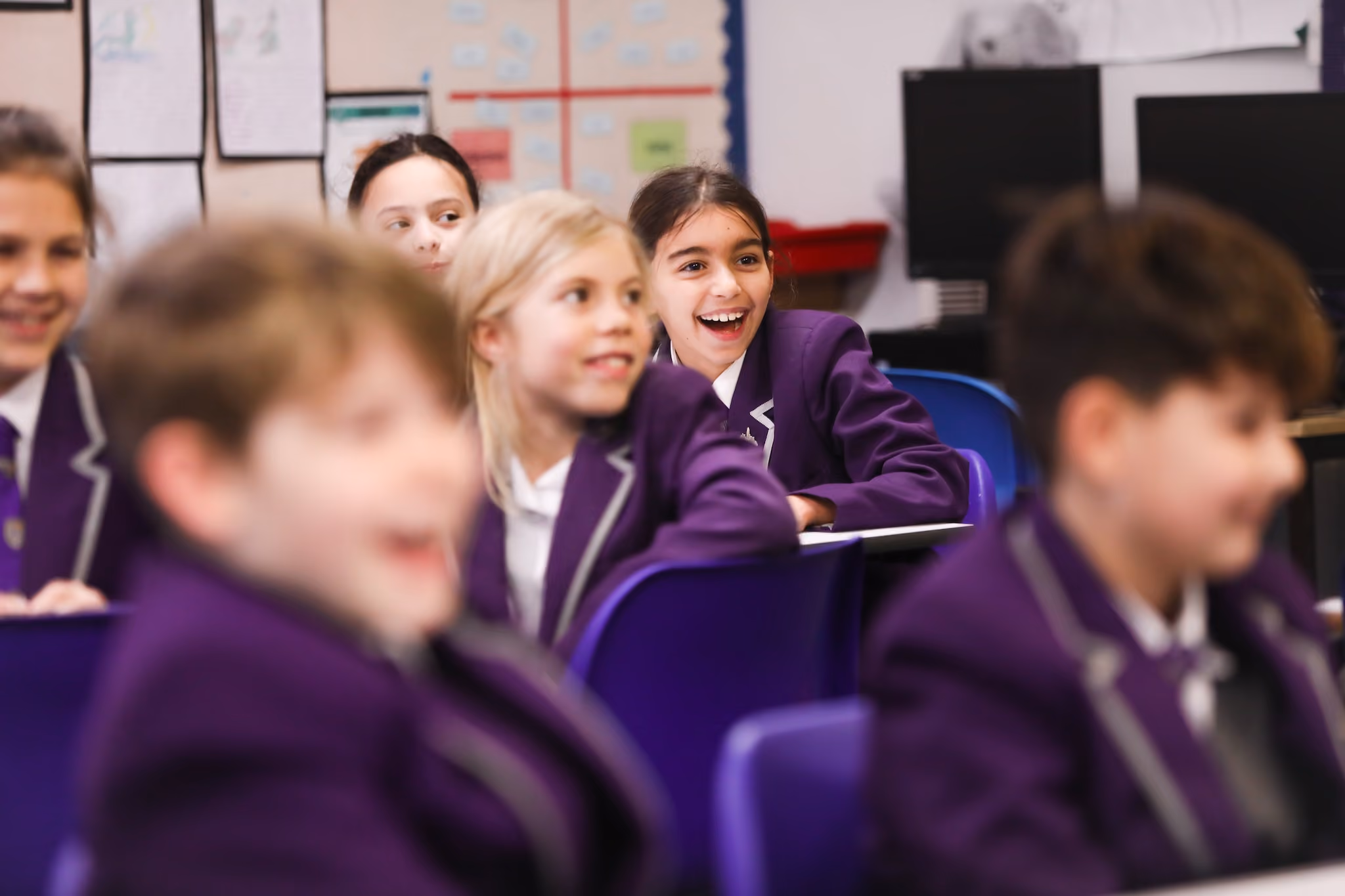 Older and younger children together at break or in assembly