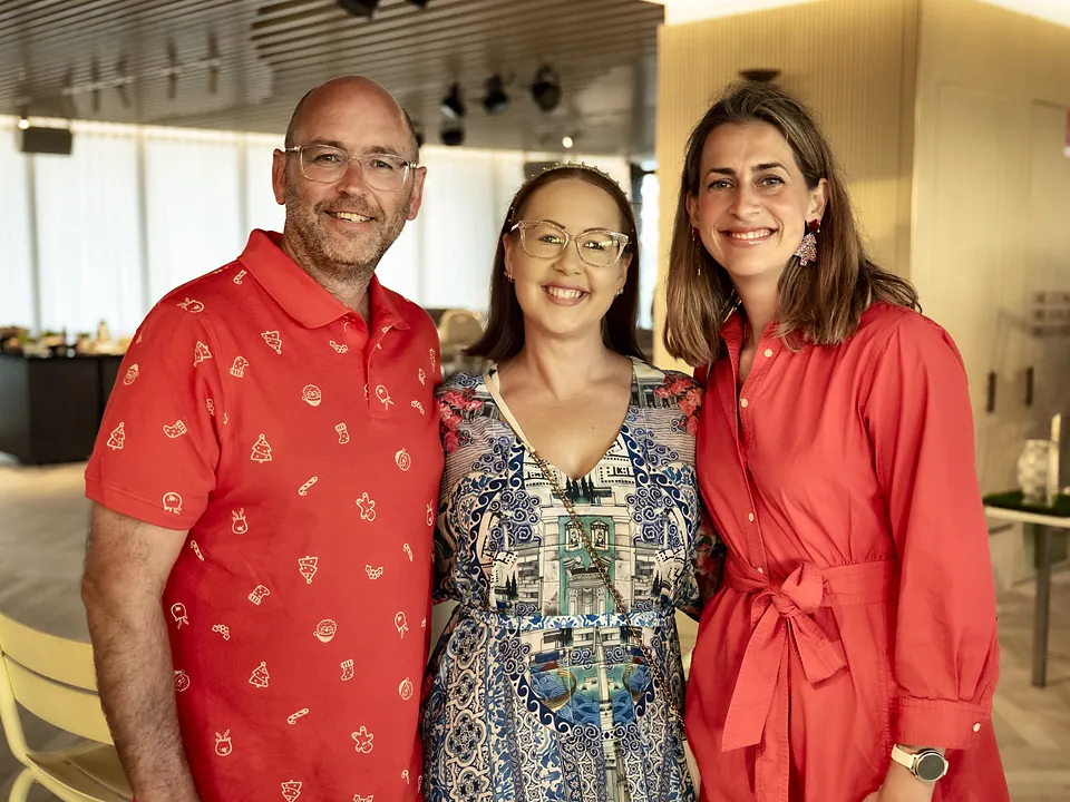 Three StrataMax team members at the Christmas party