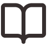 Simple open book icon with curved pages in dark gray on white background.