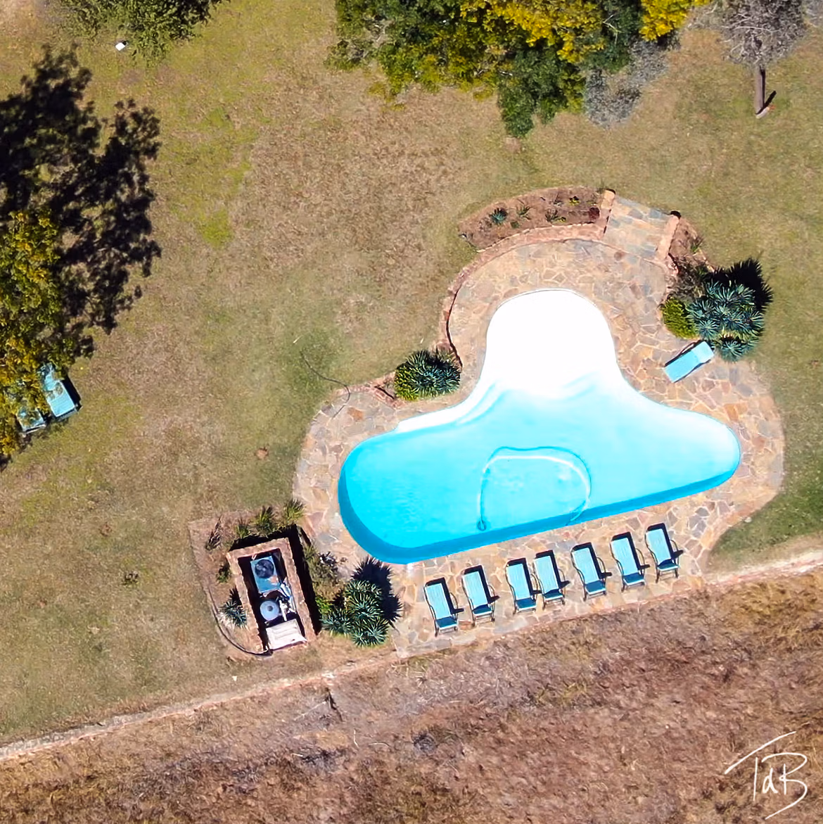 Vue aérienne du Horizon Safari Lodge.