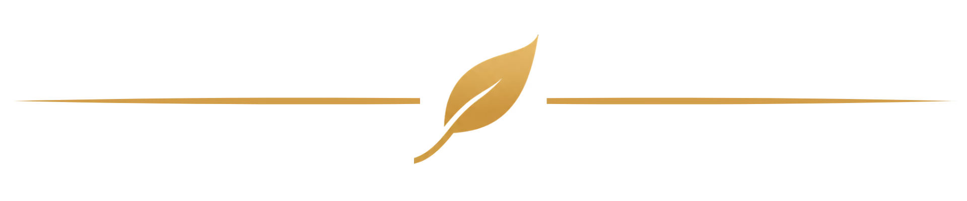 Gold leaf with horizontal gold lines extending on each side on a transparent background.