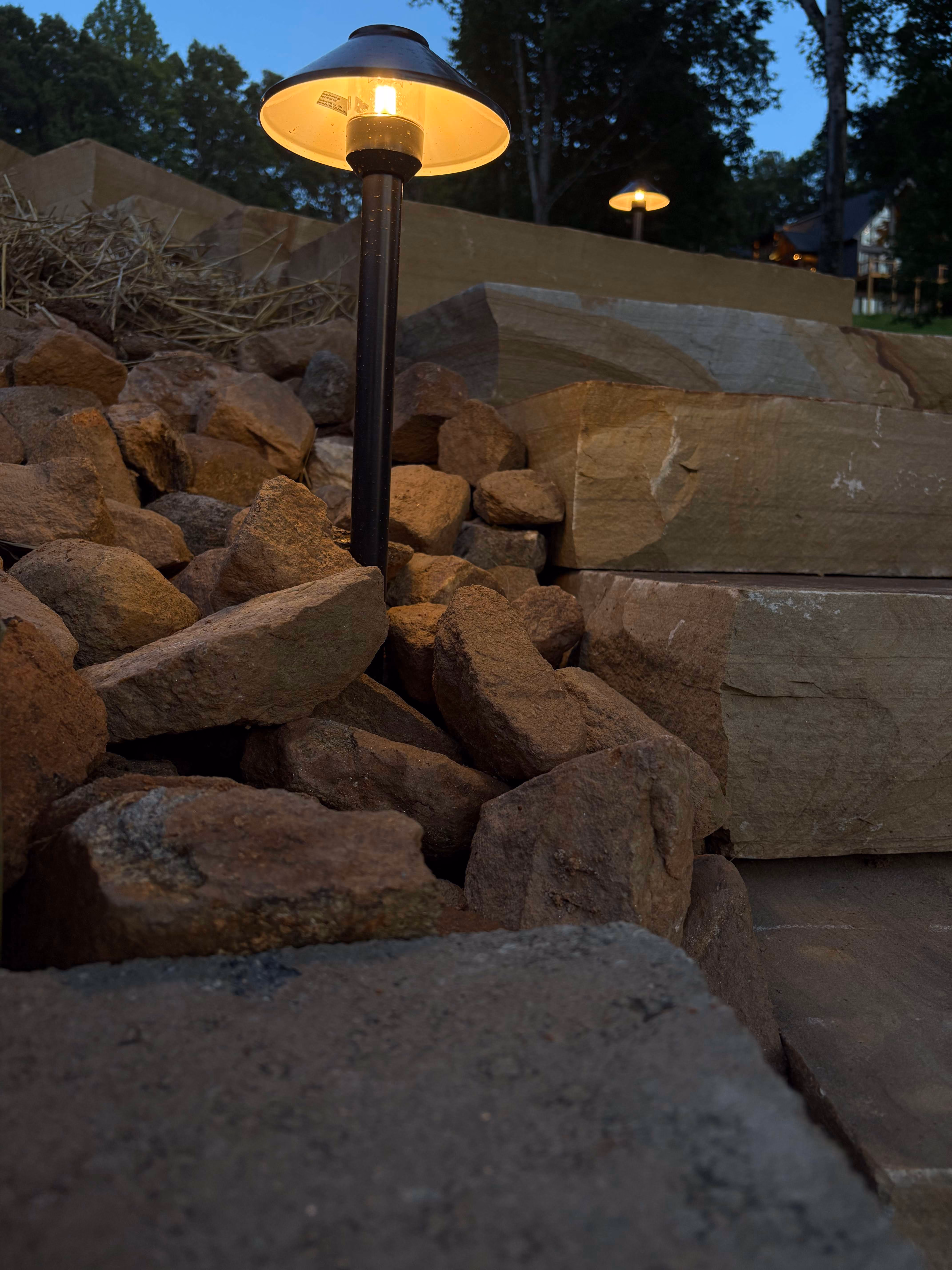 landscape lighting and walkway by Rowland Outdoor Design