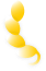 Cluster of yellow oval shapes connected in a curved, staggered vertical line on white background.