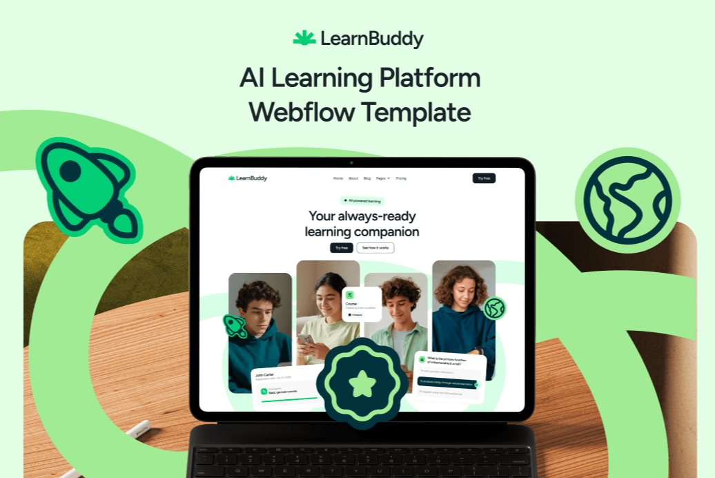 LearnBuddy - AI Learning Webflow Template | BRIX Templates thumbnail
