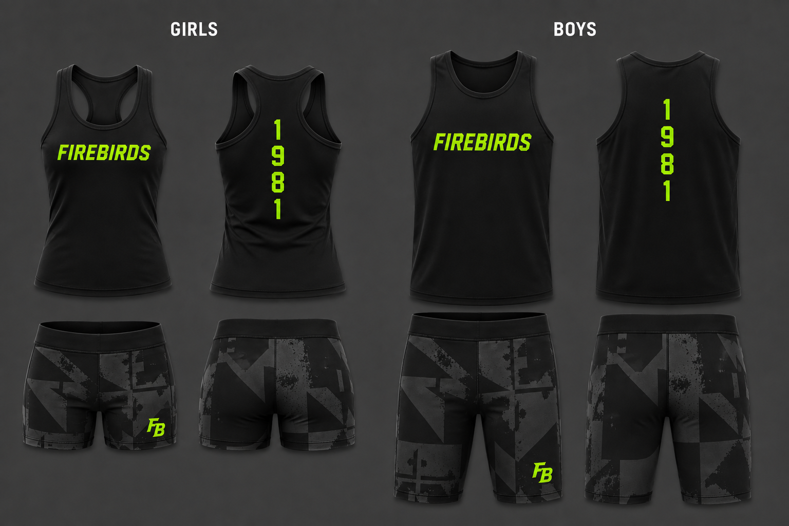 Black and green Firebirds uniform