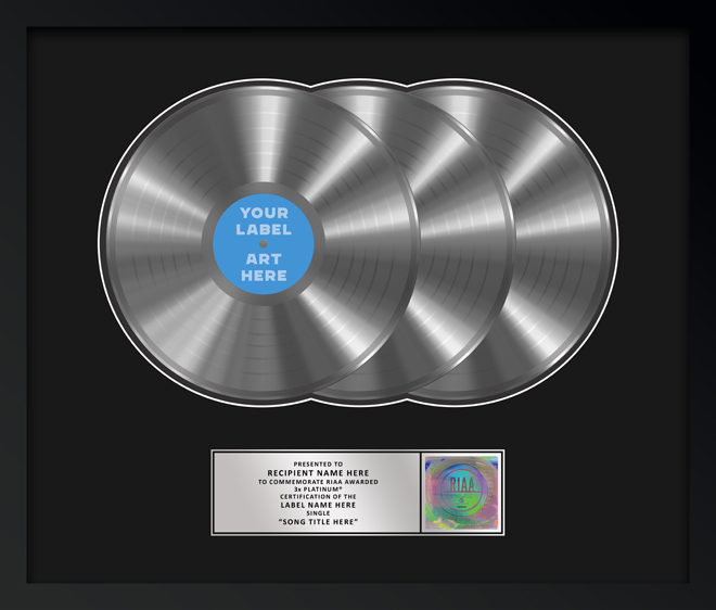 3x Platinum RIAA plaque with three platinum records