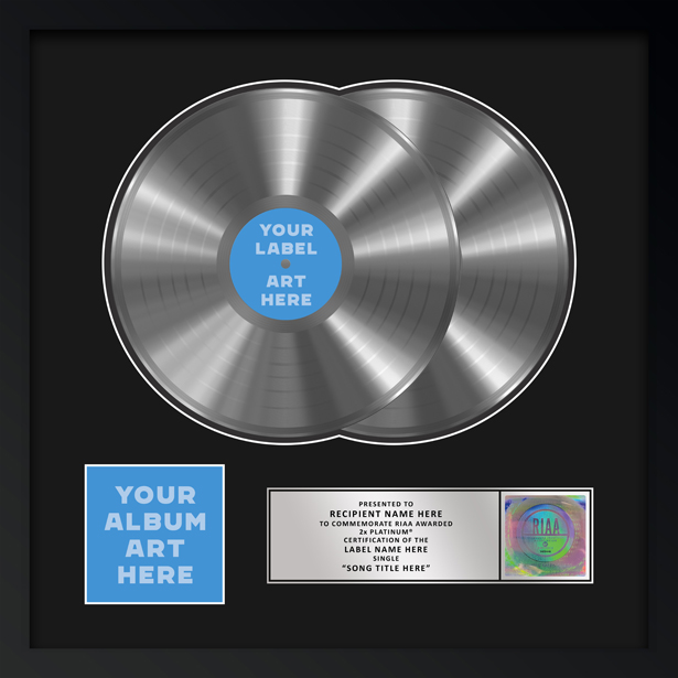 2x Platinum RIAA plaque, style D3, album art beside the plate