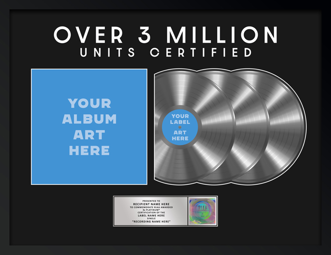 3x Platinum RIAA plaque with full album art and over 3 million units headline