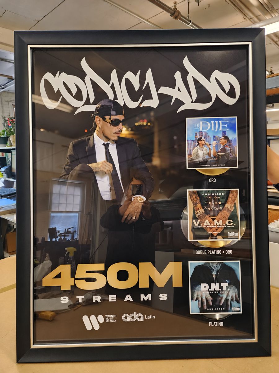 Codiciado 450M streams custom RIAA award plaque