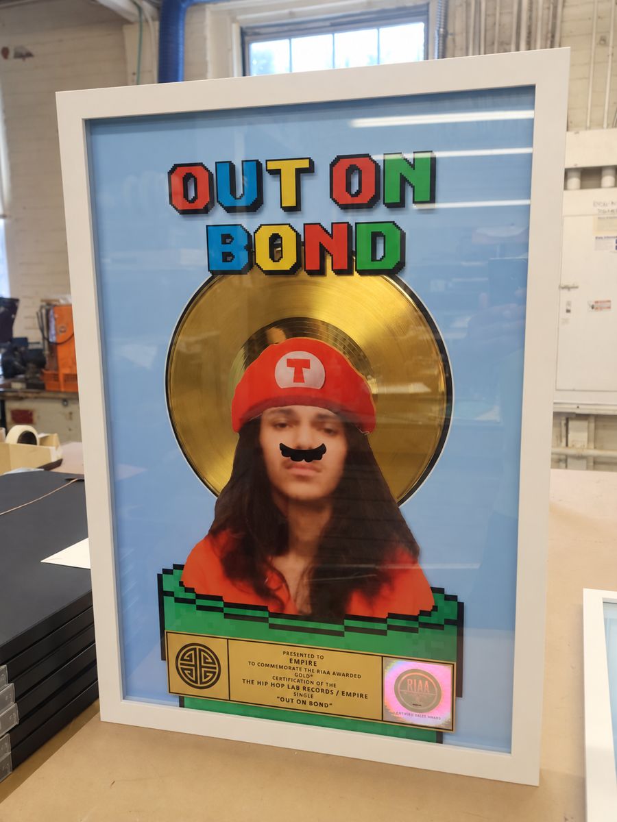 Out On Bond custom RIAA Gold award plaque
