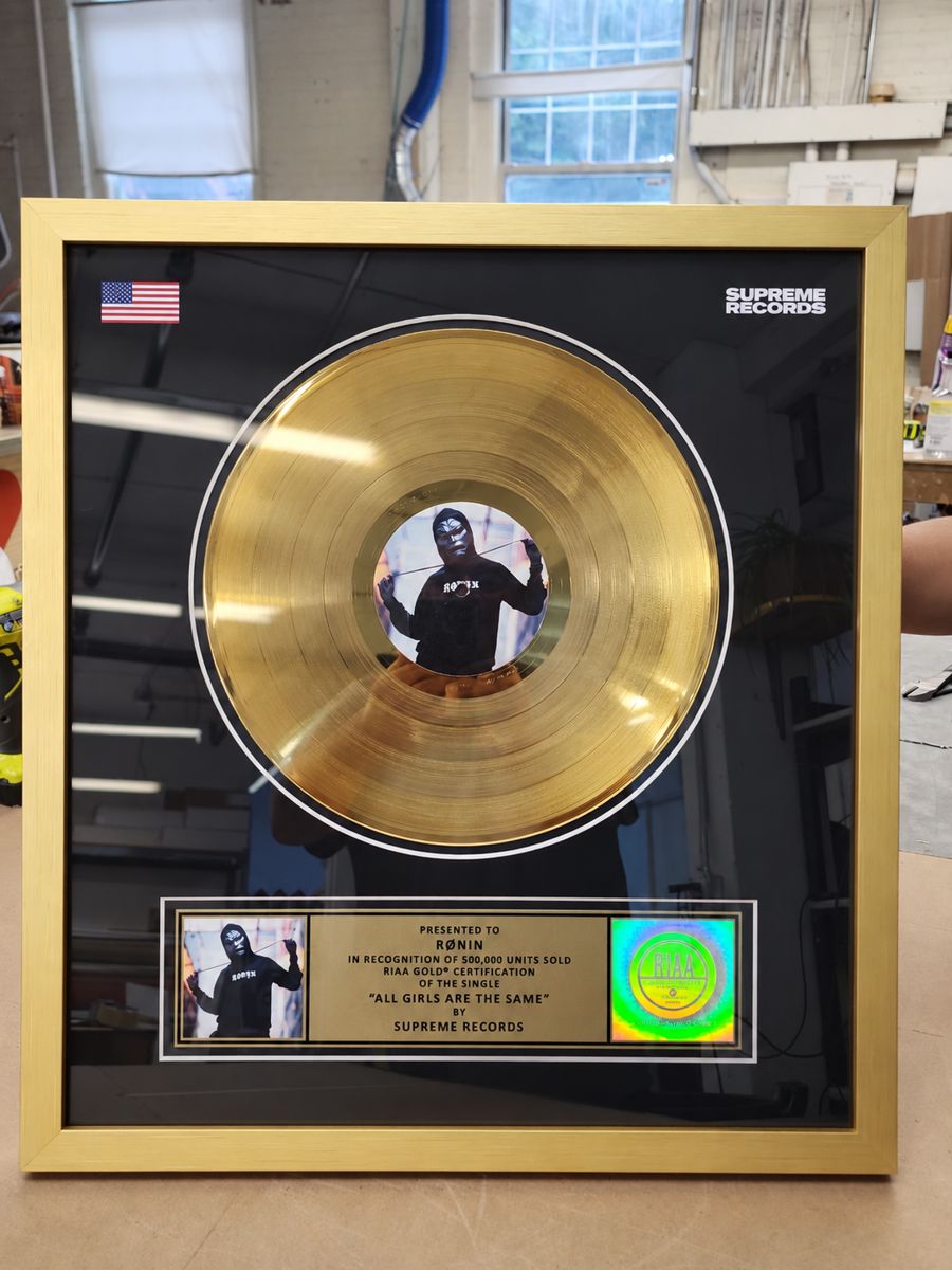 Supreme Records custom RIAA Gold award plaque