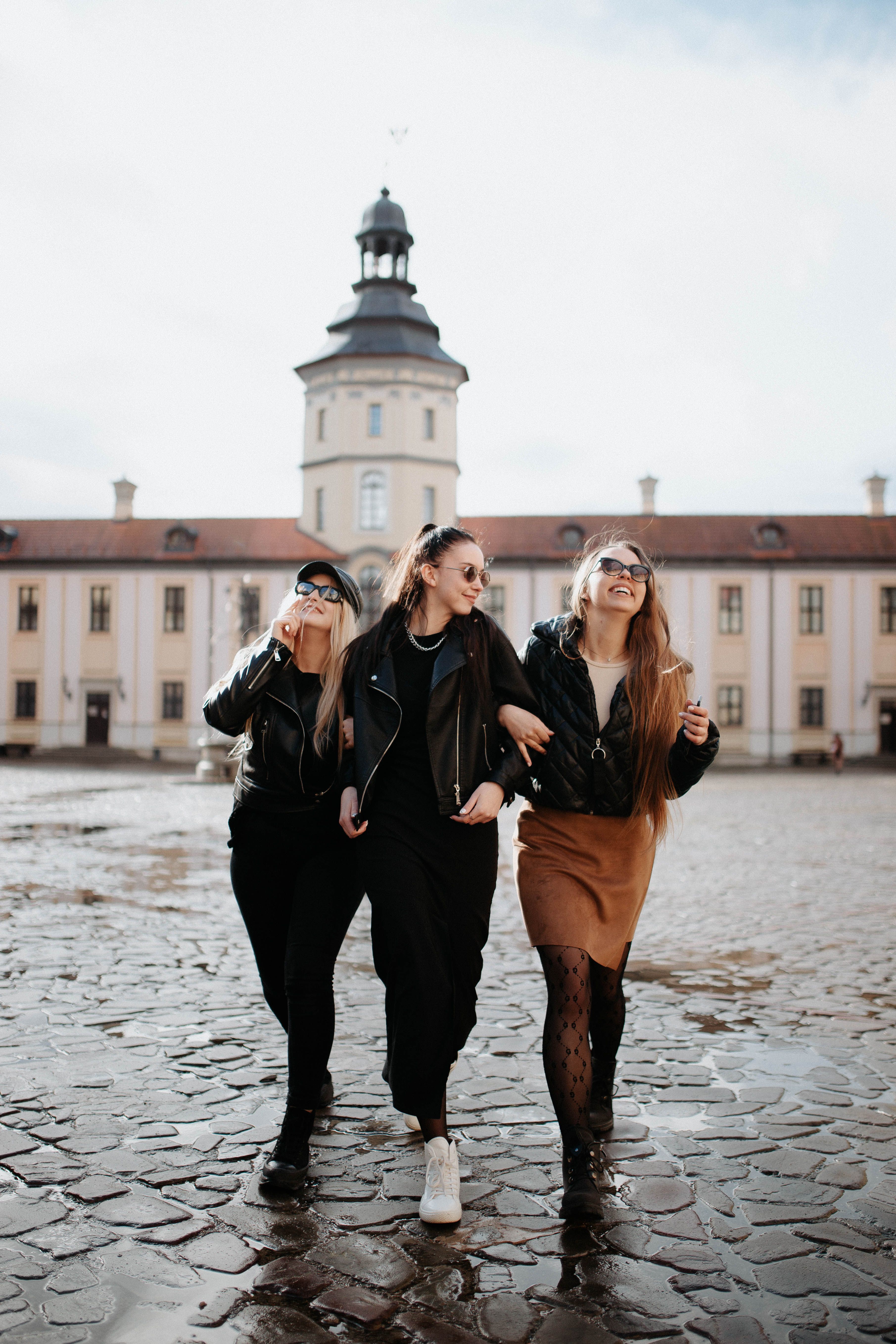 Girls walking stock image