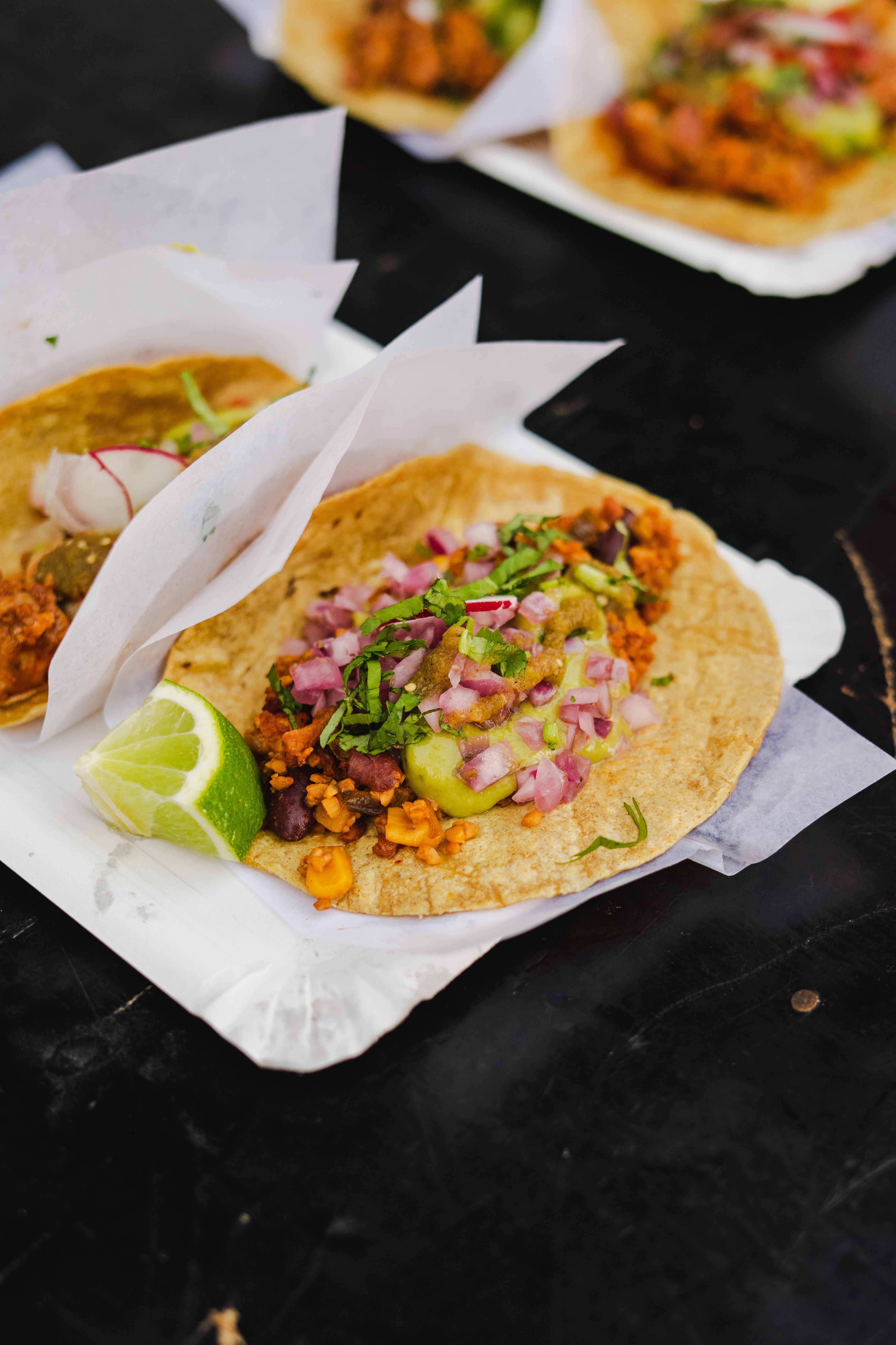 Tacos on table stock image