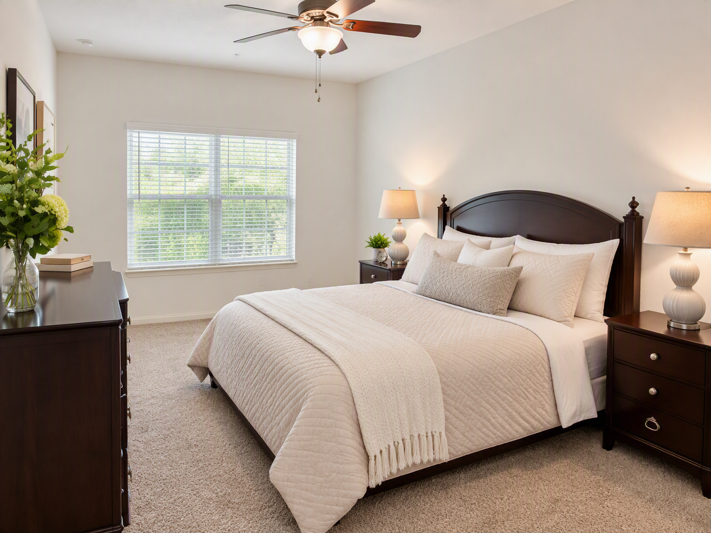 Bedroom with decor at Lookout Hollow Apartments in Selma, Texas
