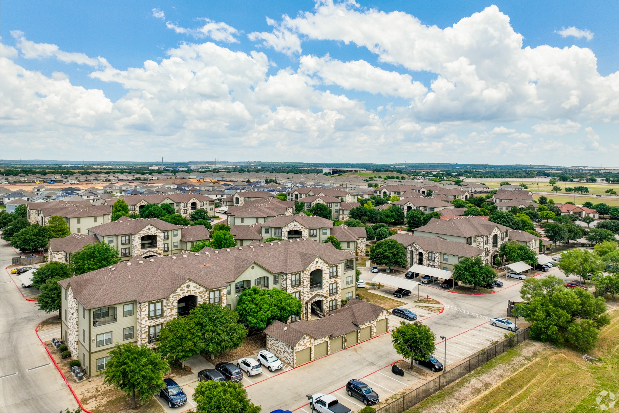 Aerial View of Community at Lookout Hollow Apartments in Selma, Texas
