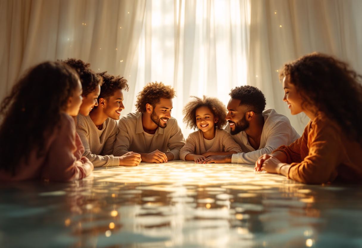 image of a family looking at insurance policy