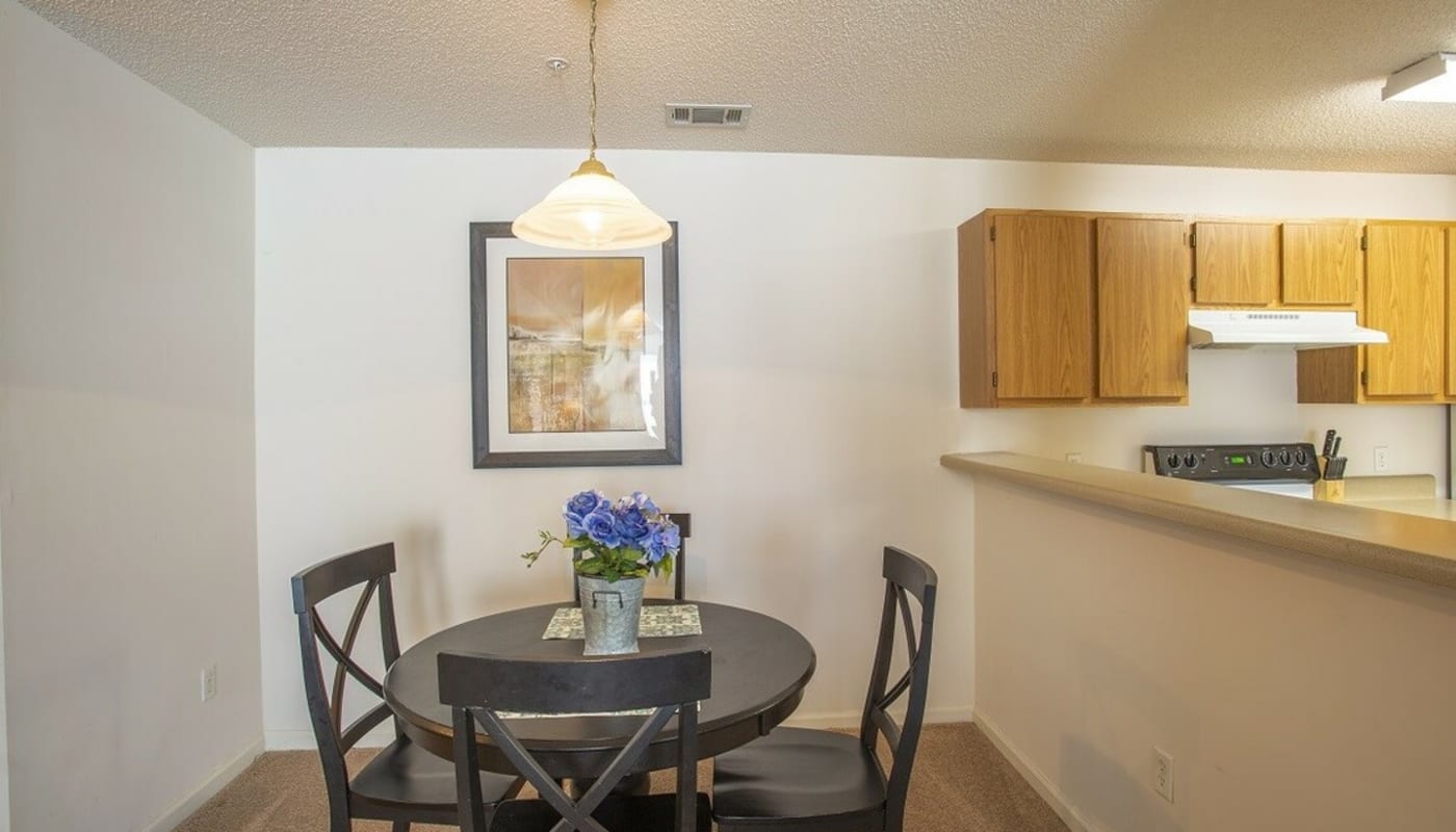 Dining area with table and chairs