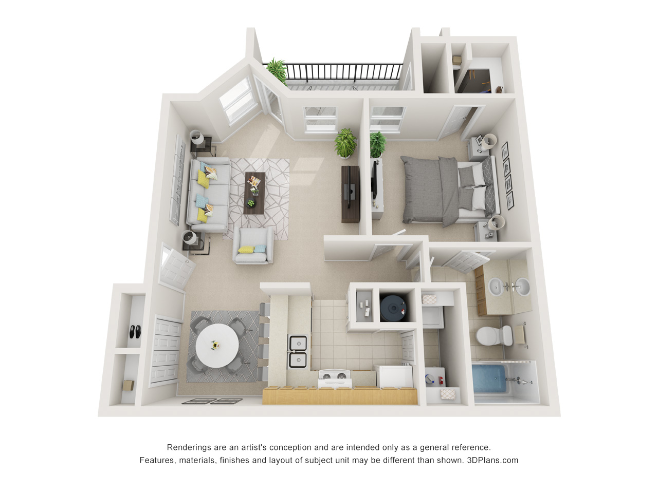 1x1 floor plan layout