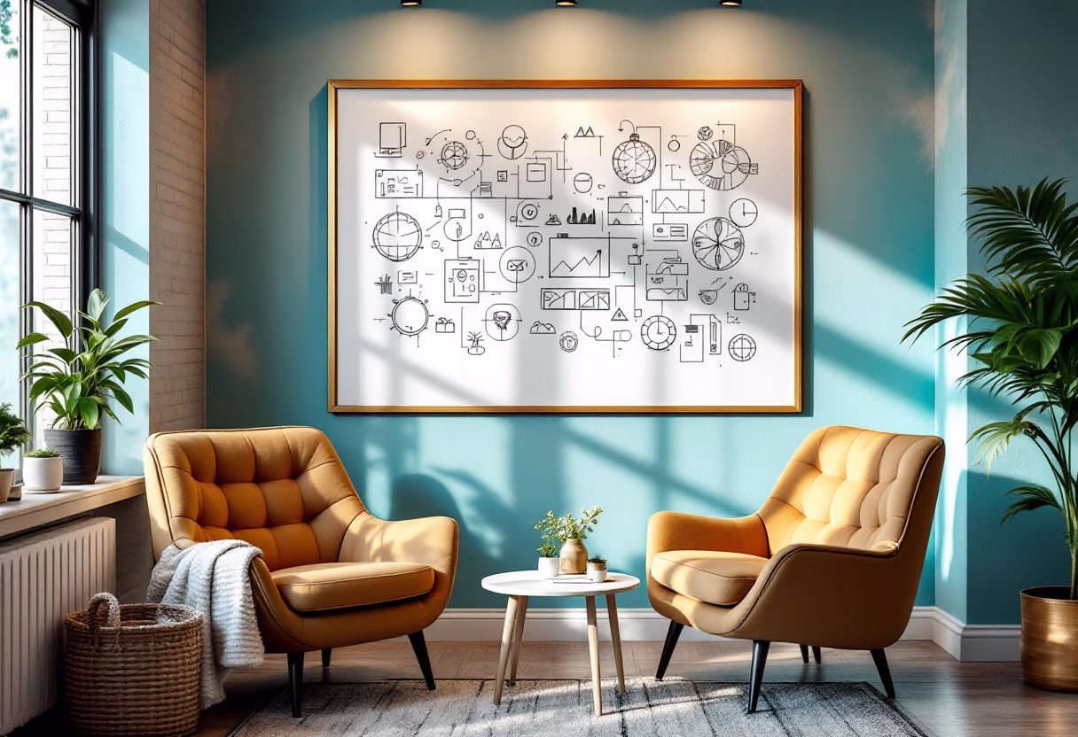 image of cozy office meeting space (for a wedding planning service)