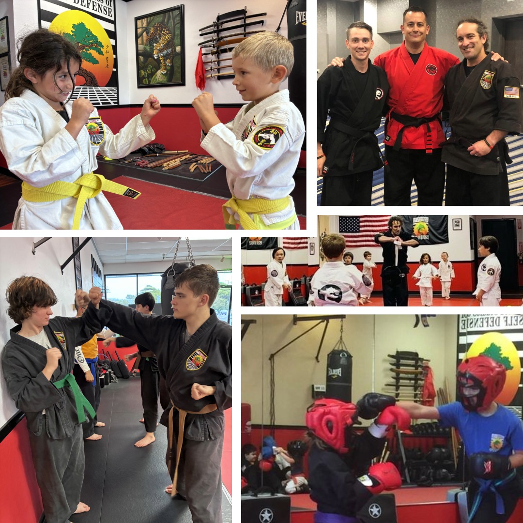Halfmoon Bay  Karate Students Training in a collage of photos