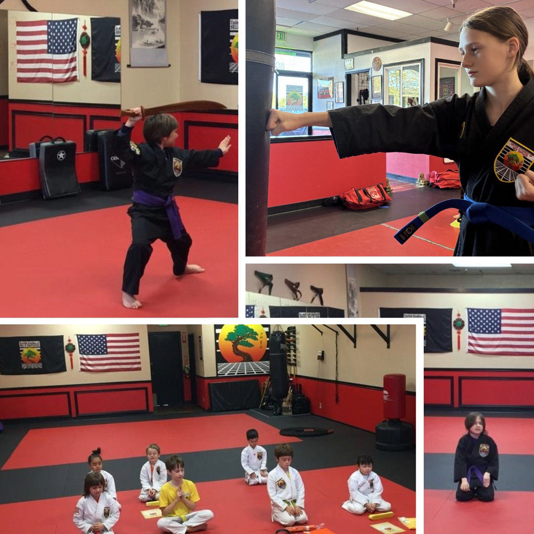 Collage of self-defense students training