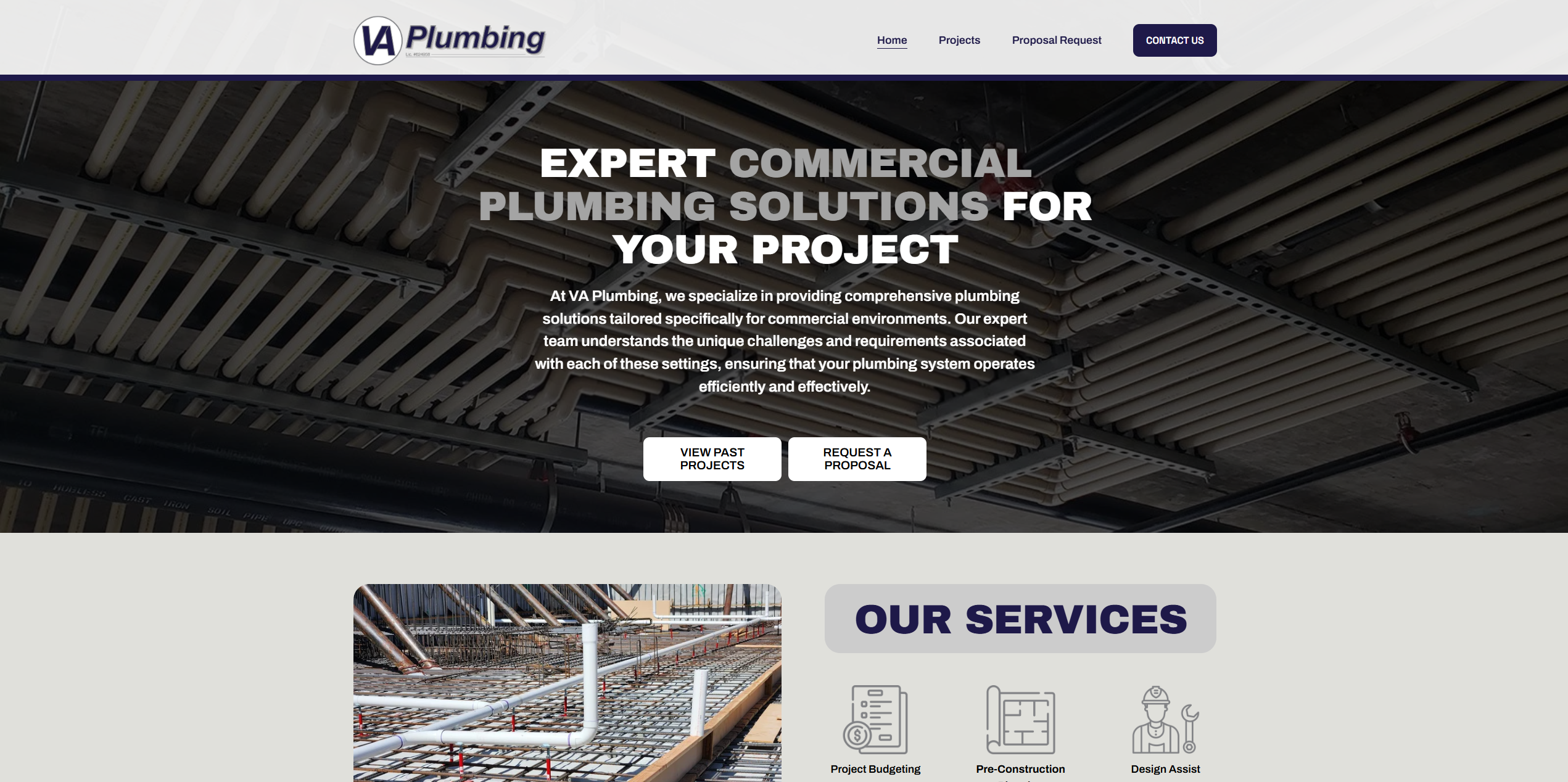 Website redesign for VA Plumbing, a Los Angeles plumbing company, by Pat's Designs