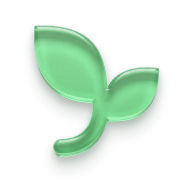 Green sprout with two leaves and a short stem with shadow.