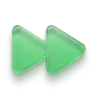 Green fast forward button with two triangular arrows pointing right.