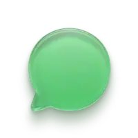 Green speech bubble icon with a tail on a transparent background.